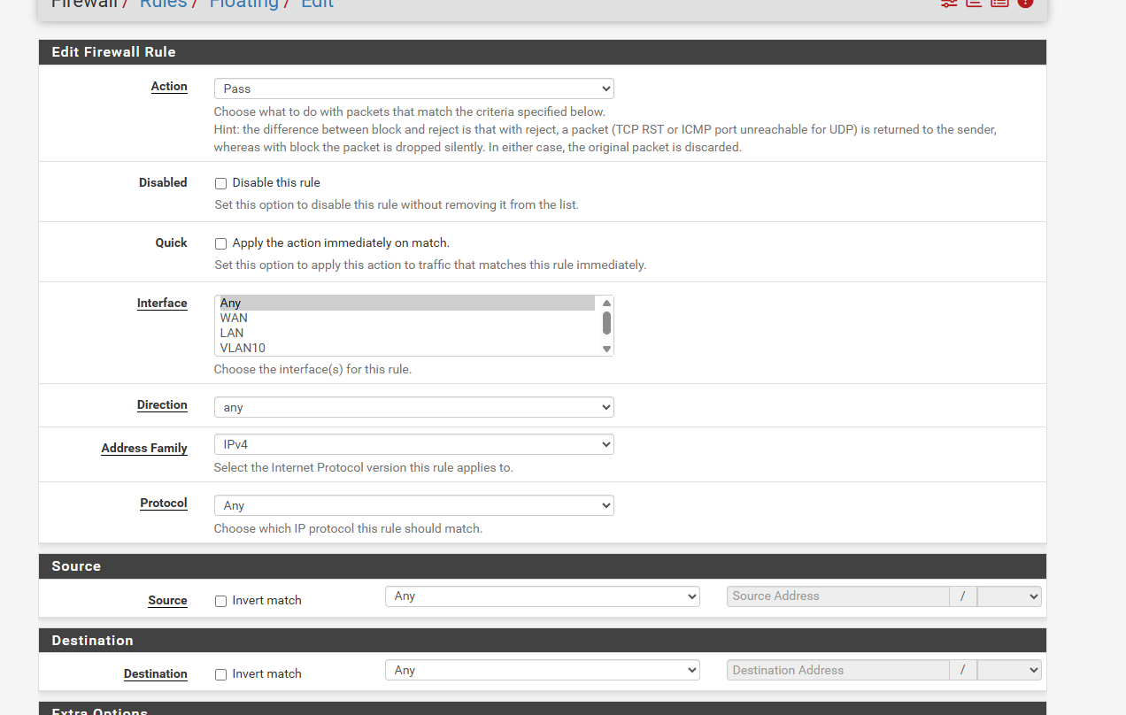 VLAN 10 allow rule
